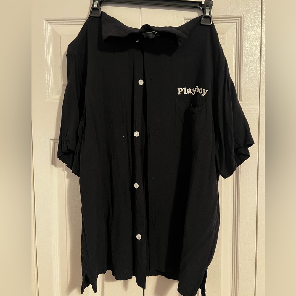 Playboy button down black shirt size medium.